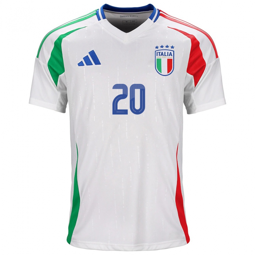 Enfant Maillot Italie Nicolò Zaniolo #20 Blanc Tenues Extérieur 24-26 T-Shirt Belgique