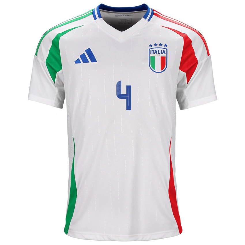 Enfant Maillot Italie Alessandro Buongiorno #4 Blanc Tenues Extérieur 24-26 T-Shirt Belgique