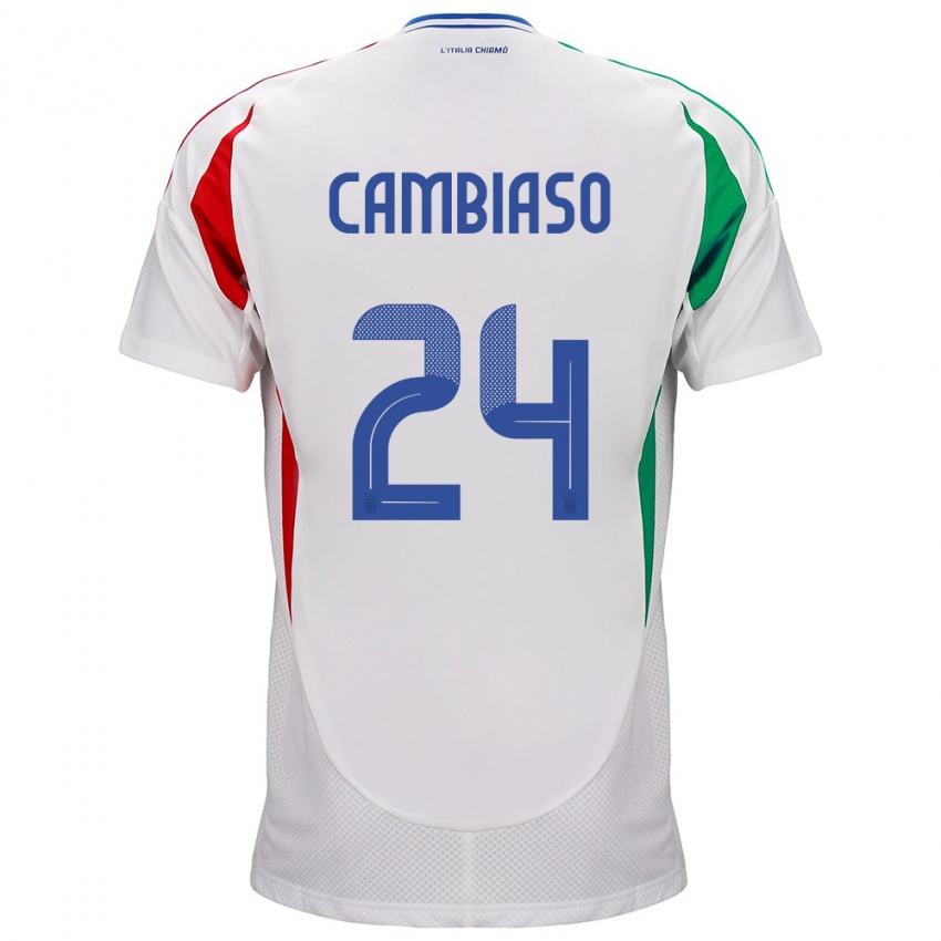 Enfant Maillot Italie Andrea Cambiaso #24 Blanc Tenues Extérieur 24-26 T-Shirt Belgique