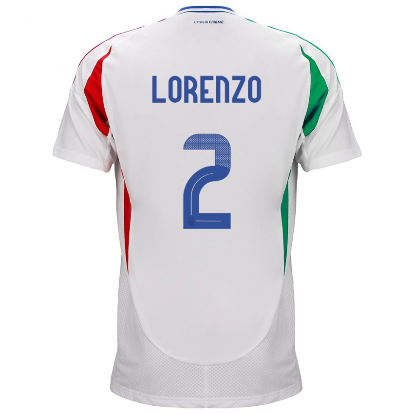 Enfant Maillot Italie Giovanni Di Lorenzo #2 Blanc Tenues Extérieur 24-26 T-Shirt Belgique