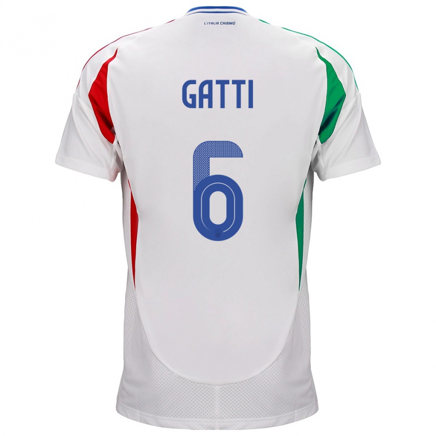 Enfant Maillot Italie Federico Gatti #6 Blanc Tenues Extérieur 24-26 T-Shirt Belgique