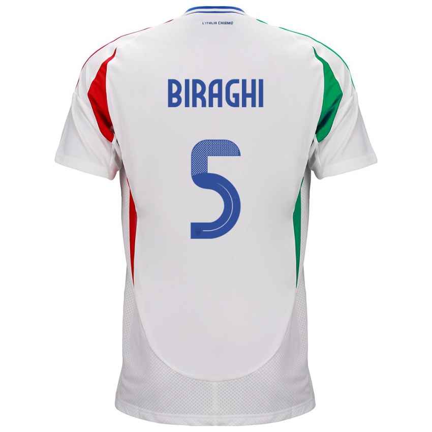 Kinderen Italië Cristiano Biraghi #5 Wit Uitshirt Uittenue 24-26 T-Shirt België