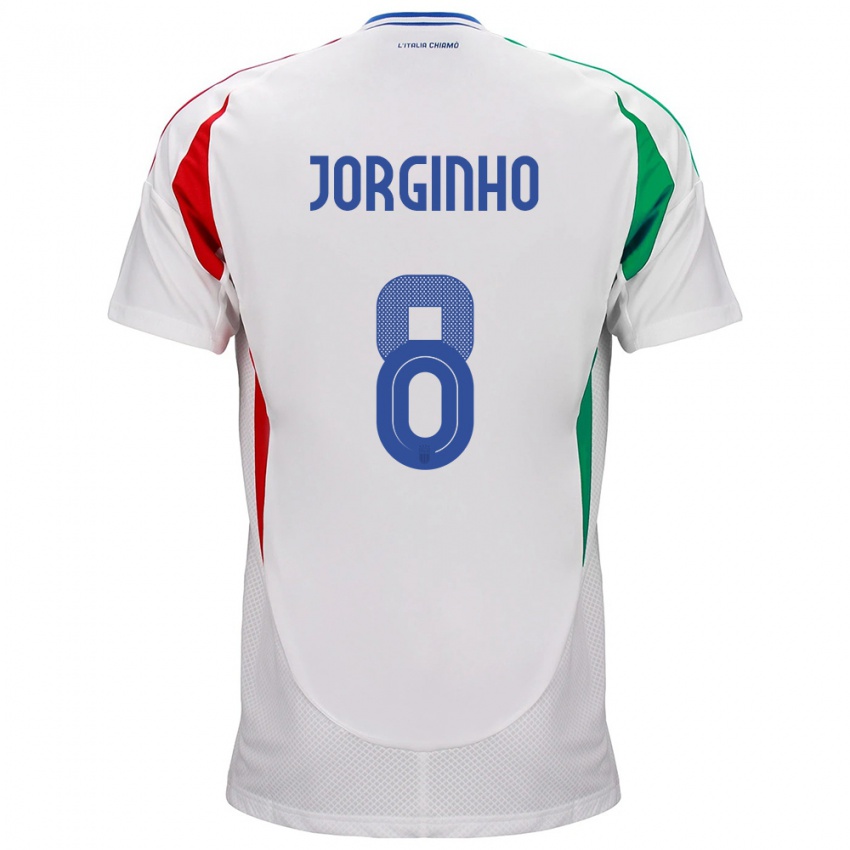 Enfant Maillot Italie Jorginho #8 Blanc Tenues Extérieur 24-26 T-Shirt Belgique