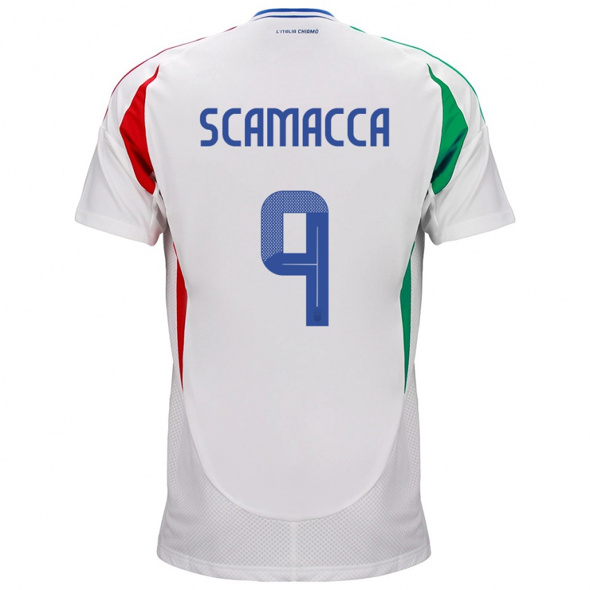Kinderen Italië Gianluca Scamacca #9 Wit Uitshirt Uittenue 24-26 T-Shirt België