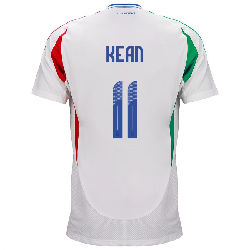 Enfant Maillot Italie Moise Kean #11 Blanc Tenues Extérieur 24-26 T-Shirt Belgique