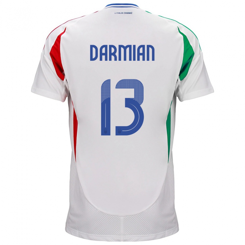 Enfant Maillot Italie Matteo Darmian #13 Blanc Tenues Extérieur 24-26 T-Shirt Belgique