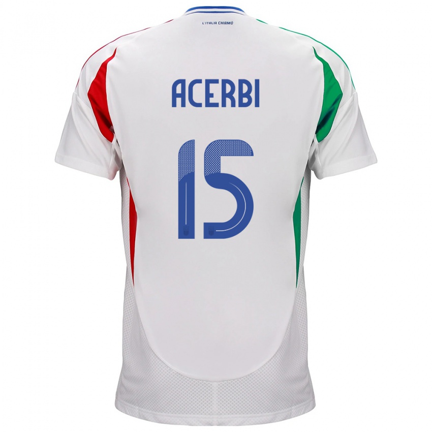 Enfant Maillot Italie Francesco Acerbi #15 Blanc Tenues Extérieur 24-26 T-Shirt Belgique