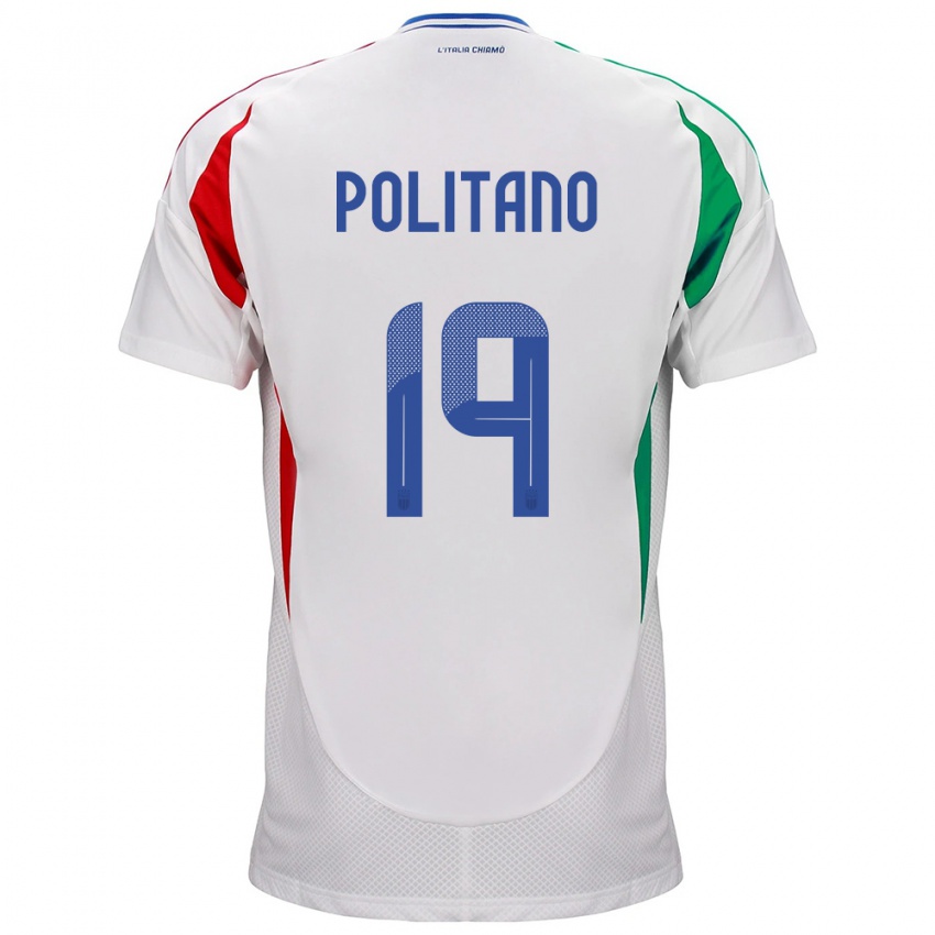 Enfant Maillot Italie Matteo Politano #19 Blanc Tenues Extérieur 24-26 T-Shirt Belgique