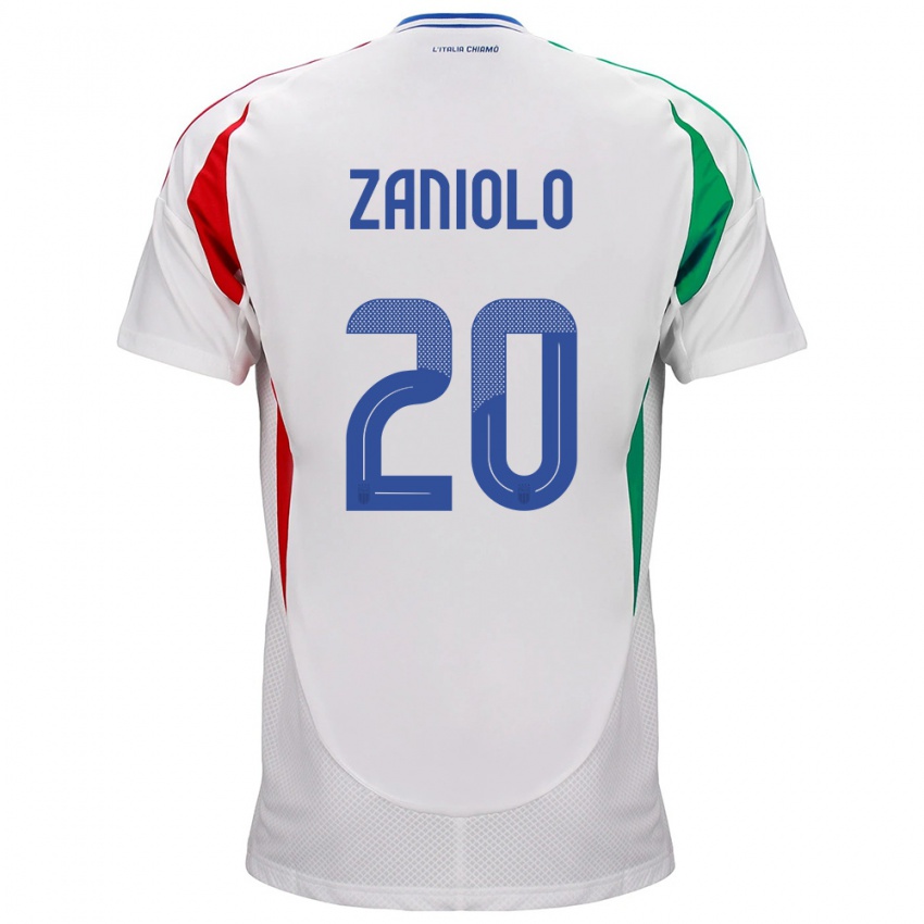 Enfant Maillot Italie Nicolò Zaniolo #20 Blanc Tenues Extérieur 24-26 T-Shirt Belgique