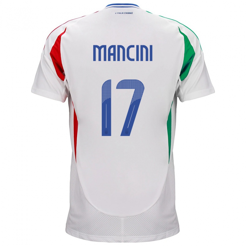 Enfant Maillot Italie Gianluca Mancini #17 Blanc Tenues Extérieur 24-26 T-Shirt Belgique