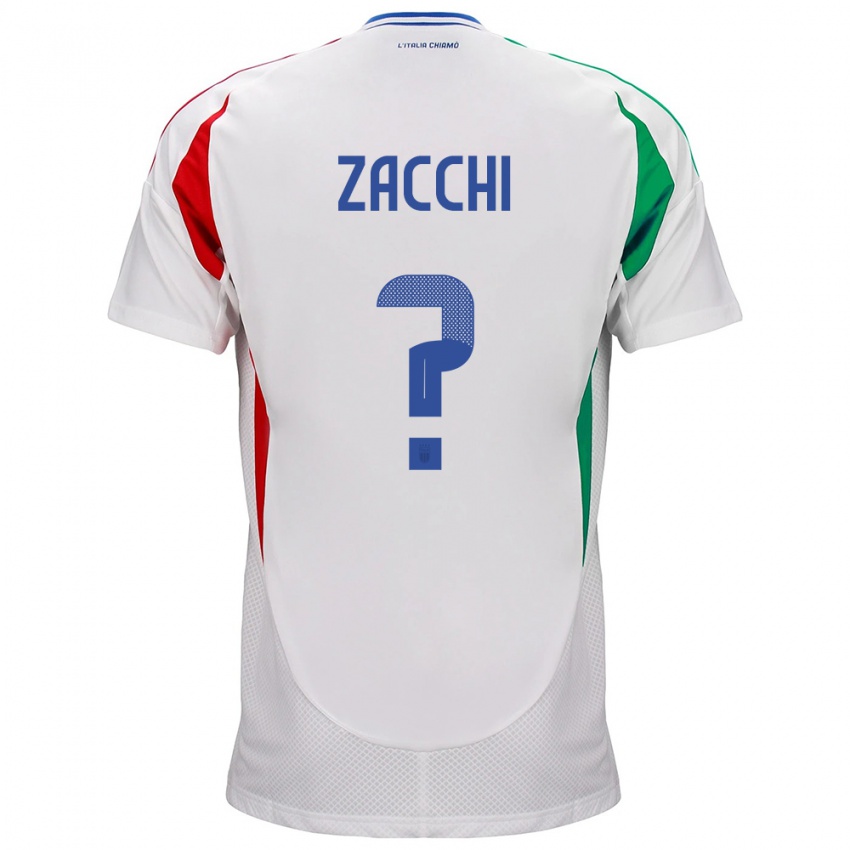 Enfant Maillot Italie Gioele Zacchi #0 Blanc Tenues Extérieur 24-26 T-Shirt Belgique