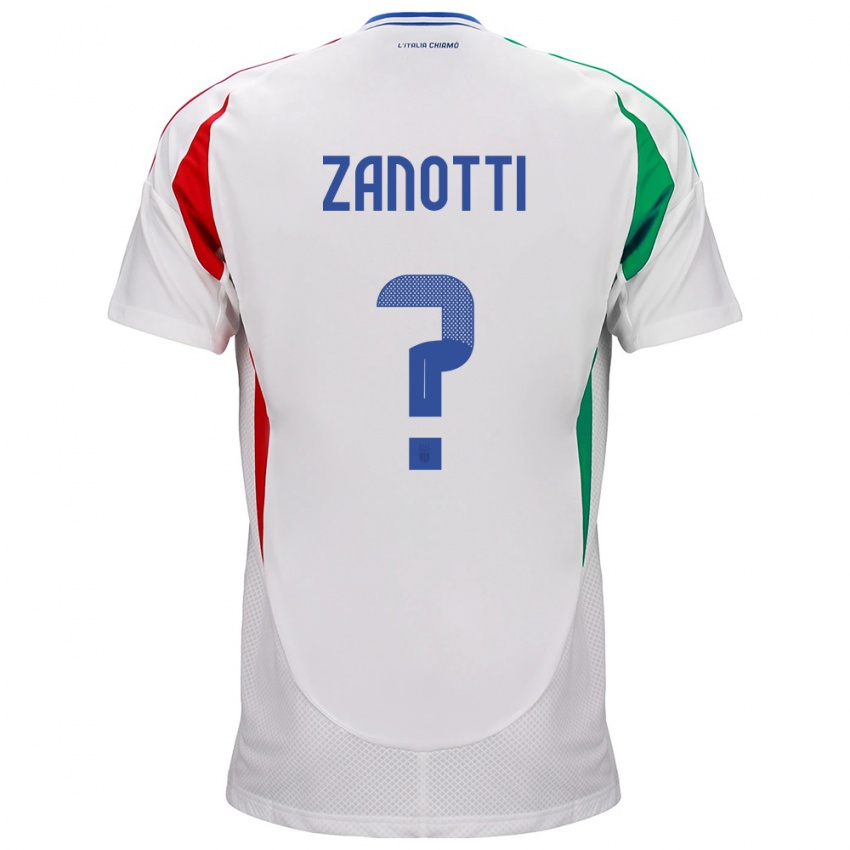 Enfant Maillot Italie Mattia Zanotti #0 Blanc Tenues Extérieur 24-26 T-Shirt Belgique