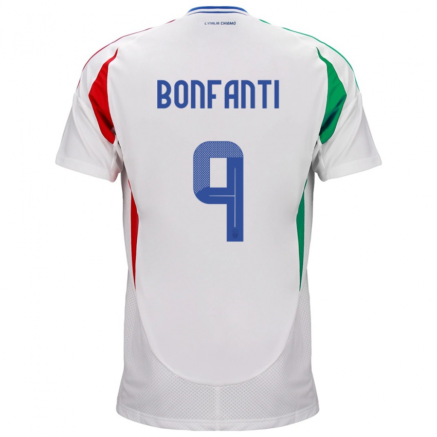 Enfant Maillot Italie Nicholas Bonfanti #9 Blanc Tenues Extérieur 24-26 T-Shirt Belgique