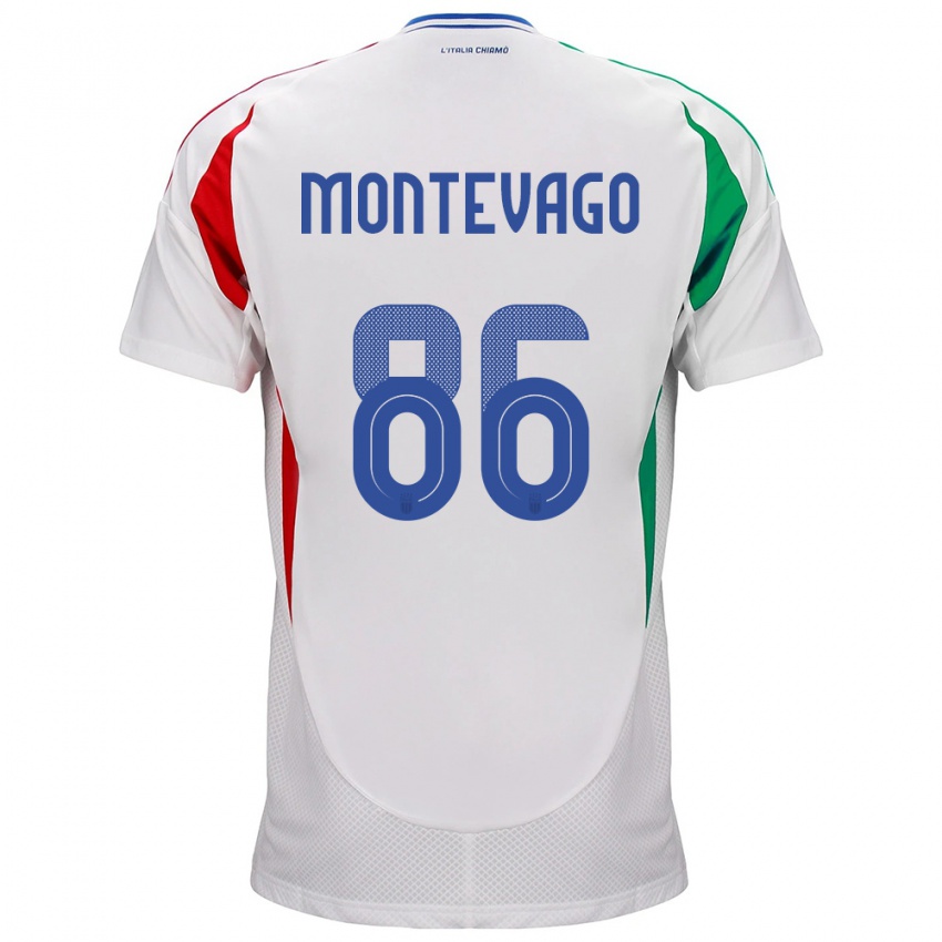 Enfant Maillot Italie Daniele Montevago #86 Blanc Tenues Extérieur 24-26 T-Shirt Belgique