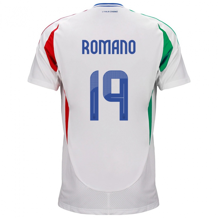 Enfant Maillot Italie Marco Romano #19 Blanc Tenues Extérieur 24-26 T-Shirt Belgique