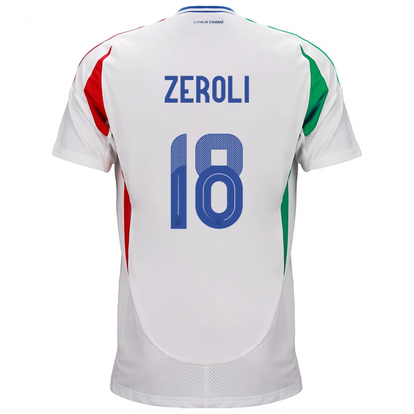 Enfant Maillot Italie Kevin Zeroli #18 Blanc Tenues Extérieur 24-26 T-Shirt Belgique