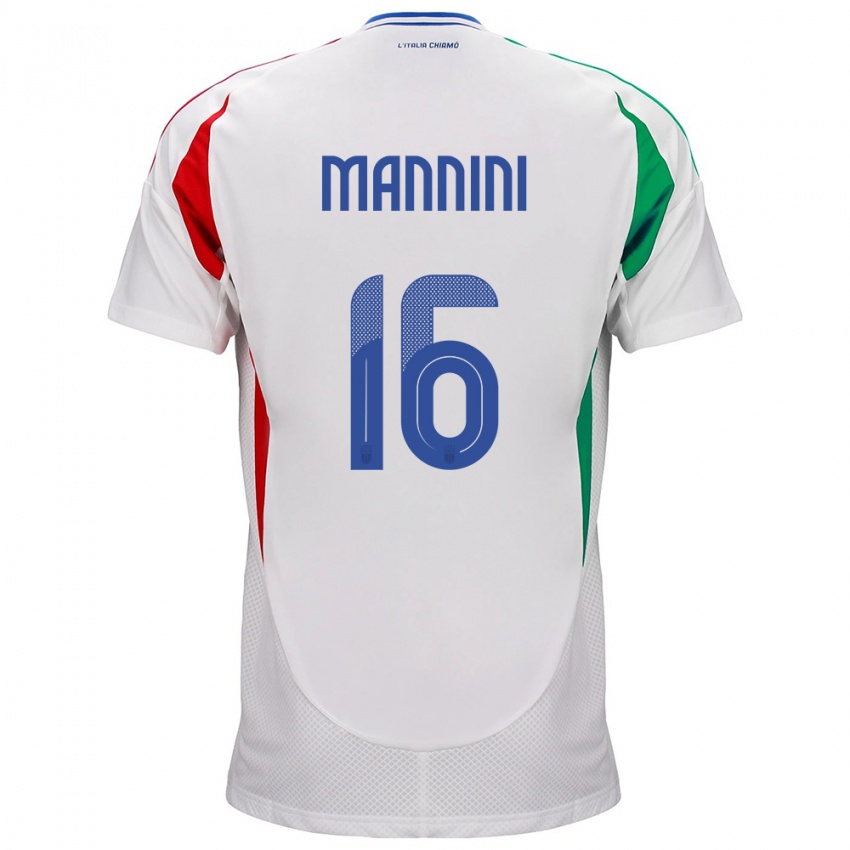 Enfant Maillot Italie Mattia Mannini #16 Blanc Tenues Extérieur 24-26 T-Shirt Belgique