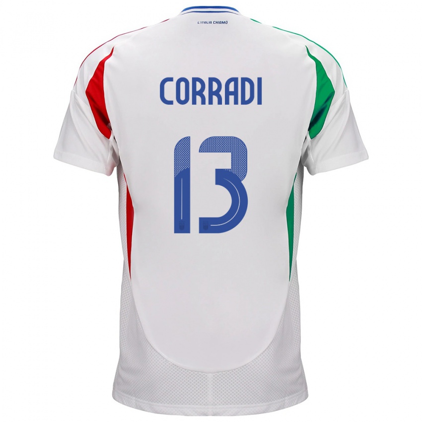 Enfant Maillot Italie Christian Corradi #13 Blanc Tenues Extérieur 24-26 T-Shirt Belgique