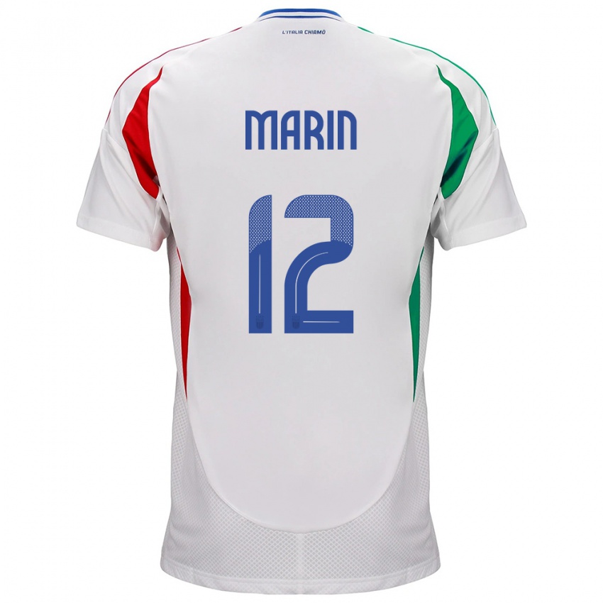 Enfant Maillot Italie Renato Marin #12 Blanc Tenues Extérieur 24-26 T-Shirt Belgique