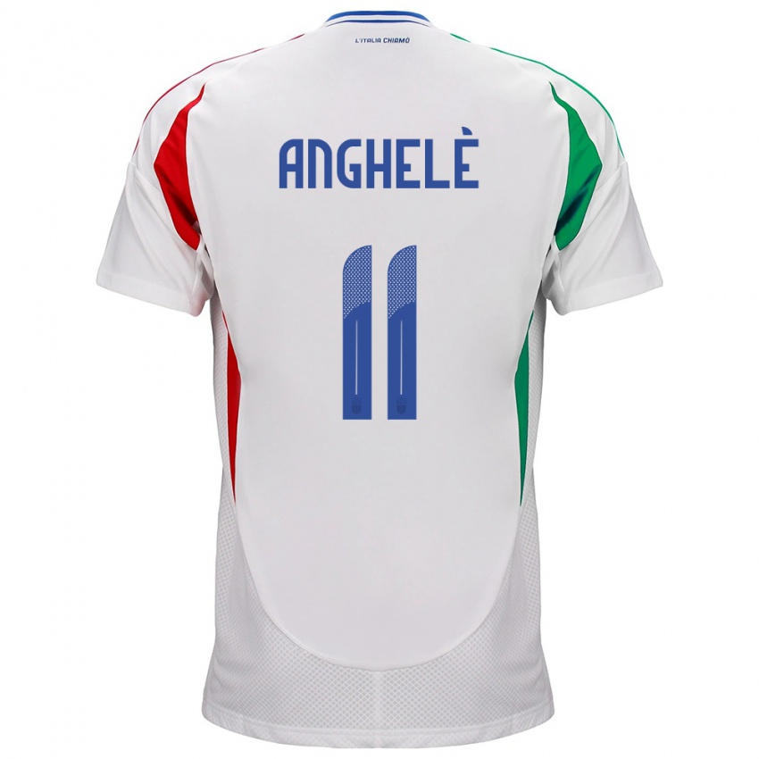 Enfant Maillot Italie Lorenzo Anghelè #11 Blanc Tenues Extérieur 24-26 T-Shirt Belgique