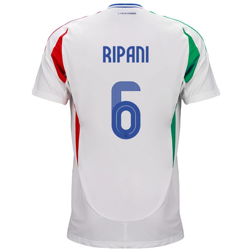 Enfant Maillot Italie Diego Ripani #6 Blanc Tenues Extérieur 24-26 T-Shirt Belgique