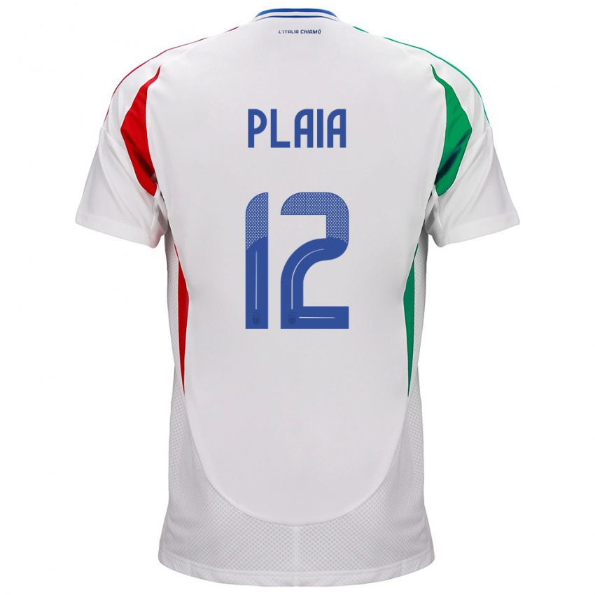 Enfant Maillot Italie Francesco Plaia #12 Blanc Tenues Extérieur 24-26 T-Shirt Belgique