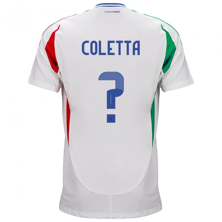 Enfant Maillot Italie Federico Coletta #0 Blanc Tenues Extérieur 24-26 T-Shirt Belgique