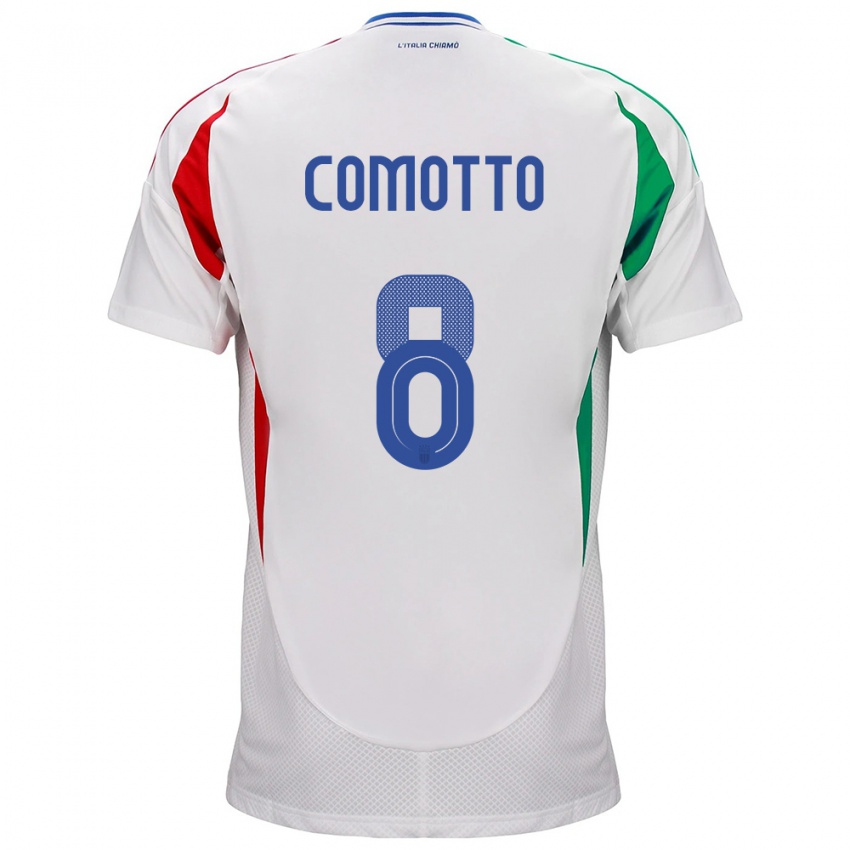 Kinder Italien Christian Comotto #8 Weiß Auswärtstrikot Trikot 24-26 T-Shirt Belgien