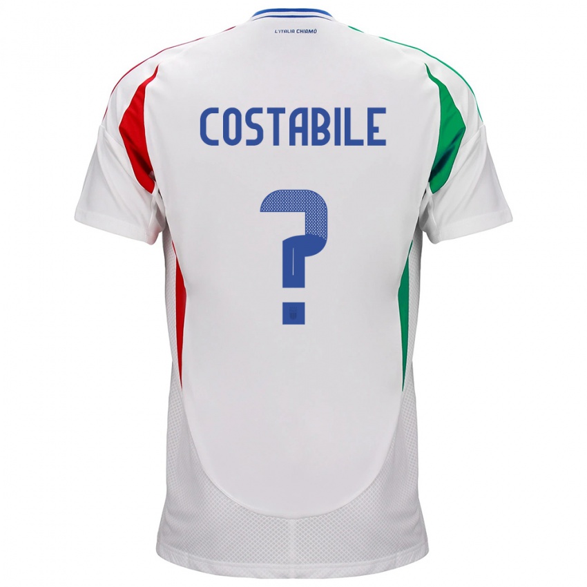 Enfant Maillot Italie Cristian Costabile #0 Blanc Tenues Extérieur 24-26 T-Shirt Belgique