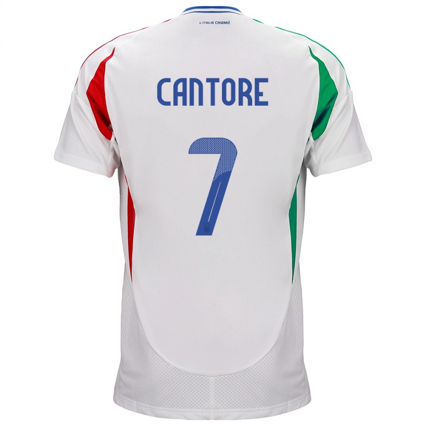 Enfant Maillot Italie Sofia Cantore #7 Blanc Tenues Extérieur 24-26 T-Shirt Belgique