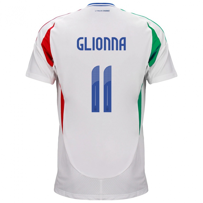 Enfant Maillot Italie Benedetta Glionna #11 Blanc Tenues Extérieur 24-26 T-Shirt Belgique