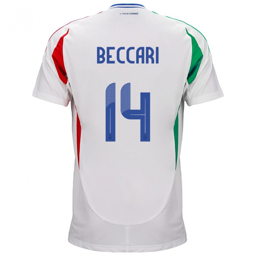 Enfant Maillot Italie Chiara Beccari #14 Blanc Tenues Extérieur 24-26 T-Shirt Belgique