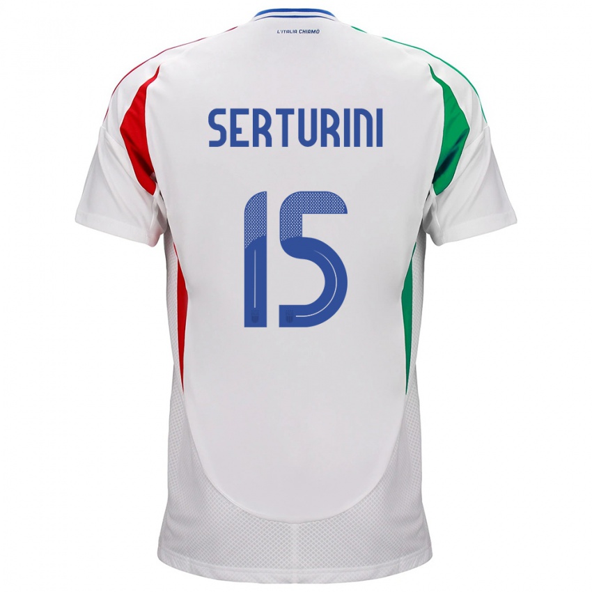 Enfant Maillot Italie Annamaria Serturini #15 Blanc Tenues Extérieur 24-26 T-Shirt Belgique