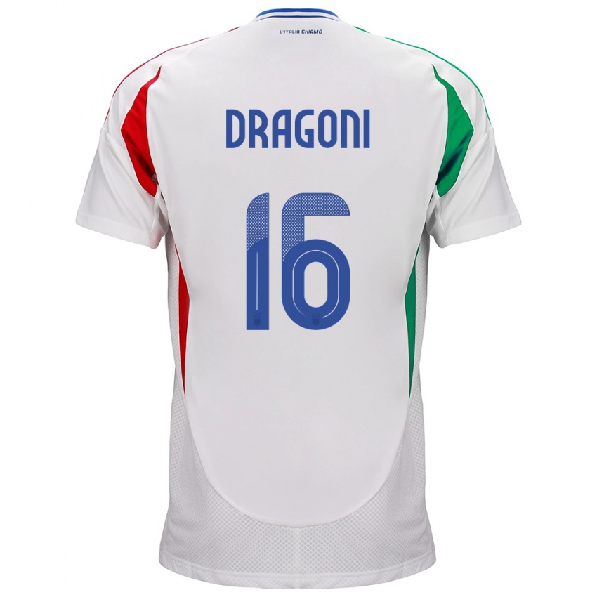 Enfant Maillot Italie Giulia Dragoni #16 Blanc Tenues Extérieur 24-26 T-Shirt Belgique