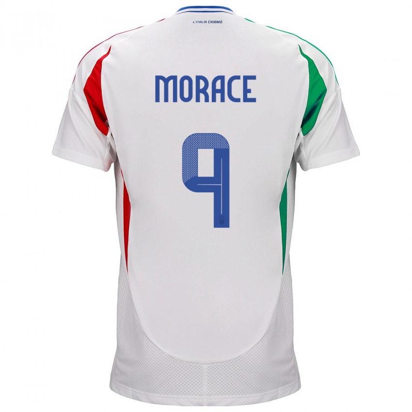 Enfant Maillot Italie Carolina Morace #9 Blanc Tenues Extérieur 24-26 T-Shirt Belgique