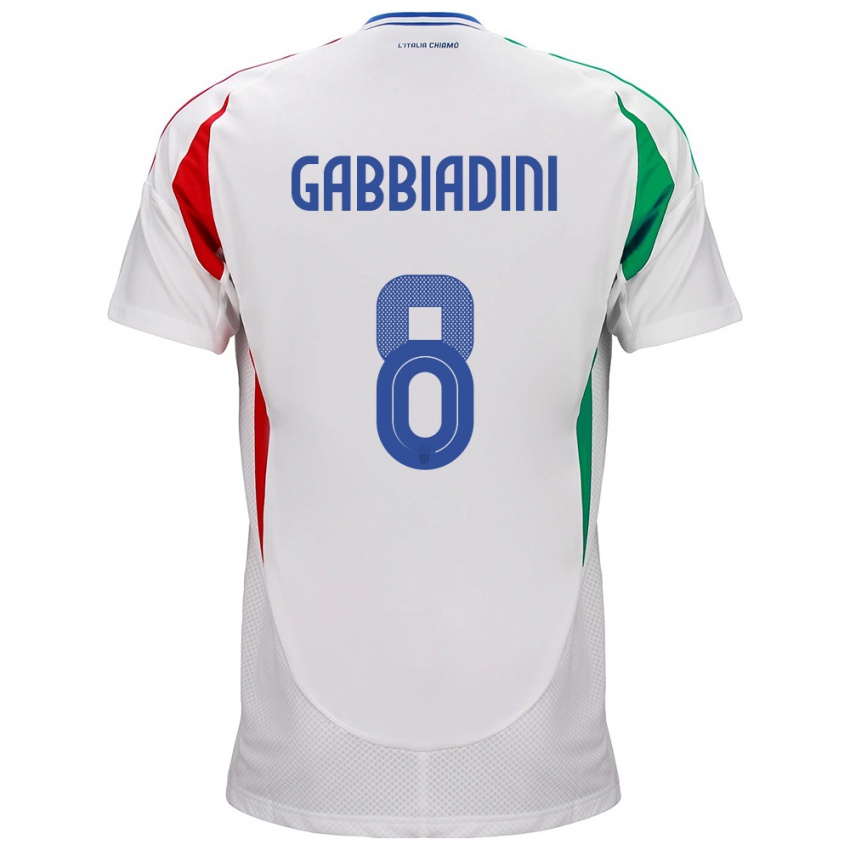 Enfant Maillot Italie Melania Gabbiadini #8 Blanc Tenues Extérieur 24-26 T-Shirt Belgique