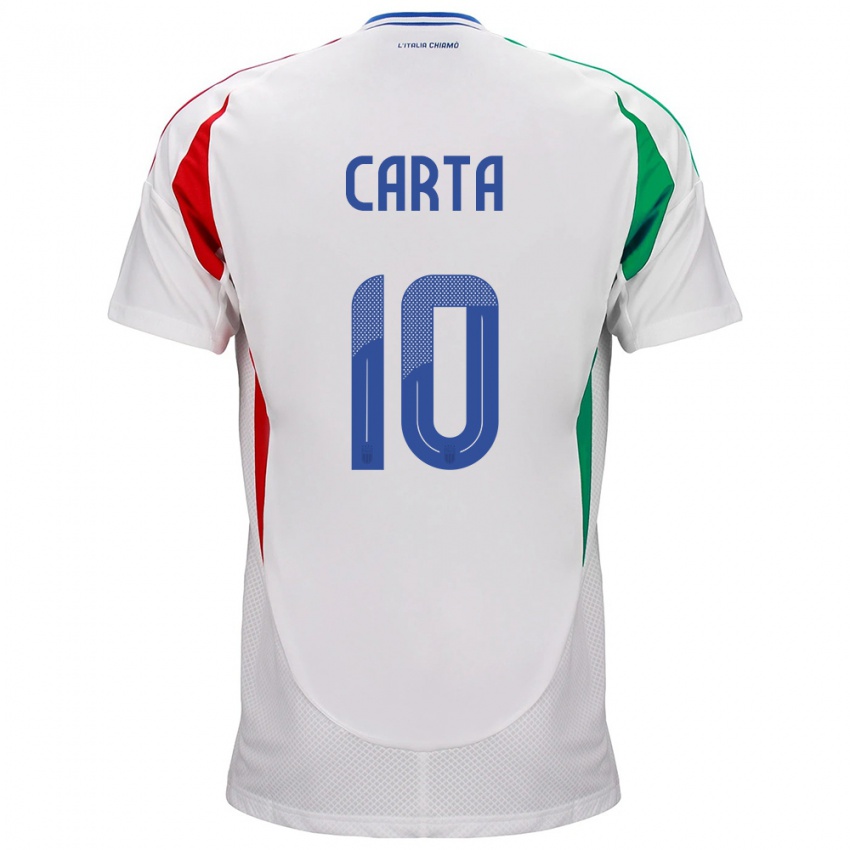 Enfant Maillot Italie Antonella Carta #10 Blanc Tenues Extérieur 24-26 T-Shirt Belgique