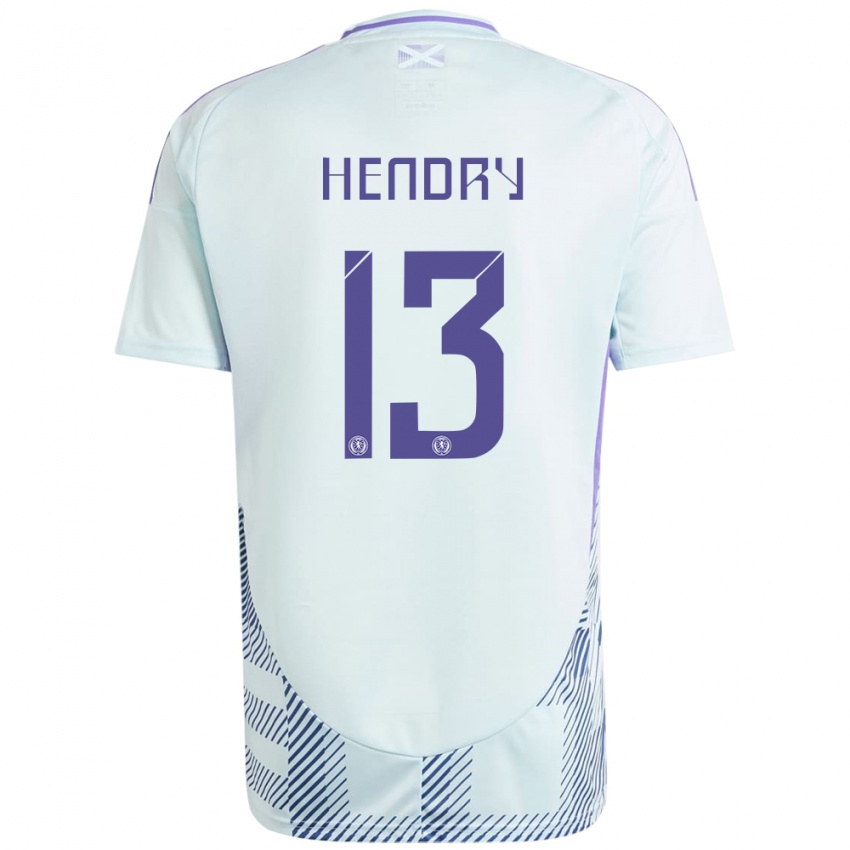 Kinderen Schotland Jack Hendry #13 Licht Mintblauw Uitshirt Uittenue 24-26 T-Shirt België