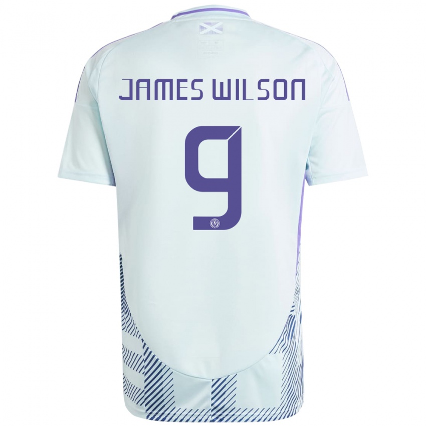 Kinderen Schotland James Wilson #9 Licht Mintblauw Uitshirt Uittenue 24-26 T-Shirt België