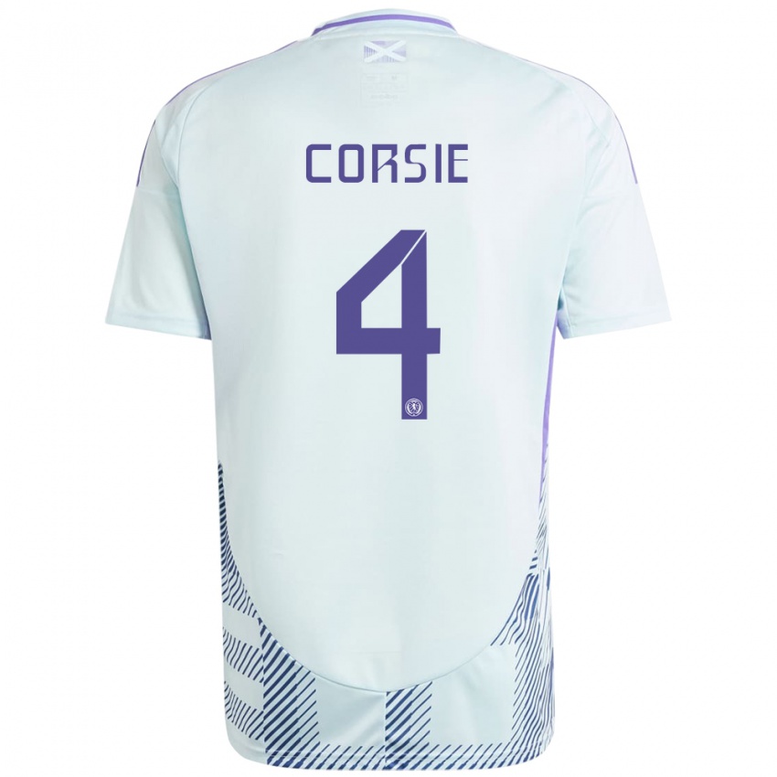 Kinder Schottland Rachel Corsie #4 Helles Mintblau Auswärtstrikot Trikot 24-26 T-Shirt Belgien