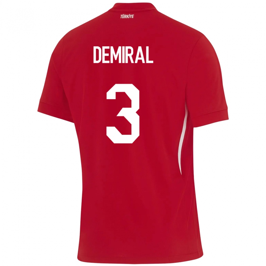 Enfant Maillot Turquie Merih Demiral #3 Rouge Tenues Extérieur 24-26 T-Shirt Belgique