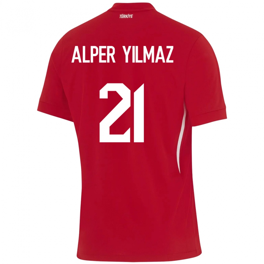 Kinder Türkei Barış Alper Yılmaz #21 Rot Auswärtstrikot Trikot 24-26 T-Shirt Belgien