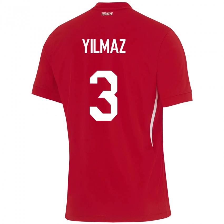 Enfant Maillot Turquie Berkay Yılmaz #3 Rouge Tenues Extérieur 24-26 T-Shirt Belgique