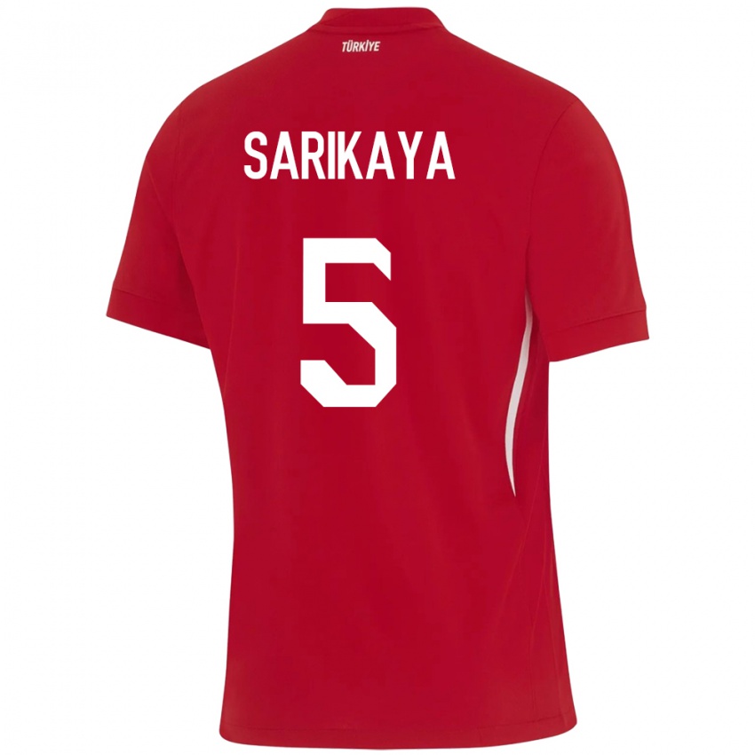 Enfant Maillot Turquie Efe Sarıkaya #5 Rouge Tenues Extérieur 24-26 T-Shirt Belgique