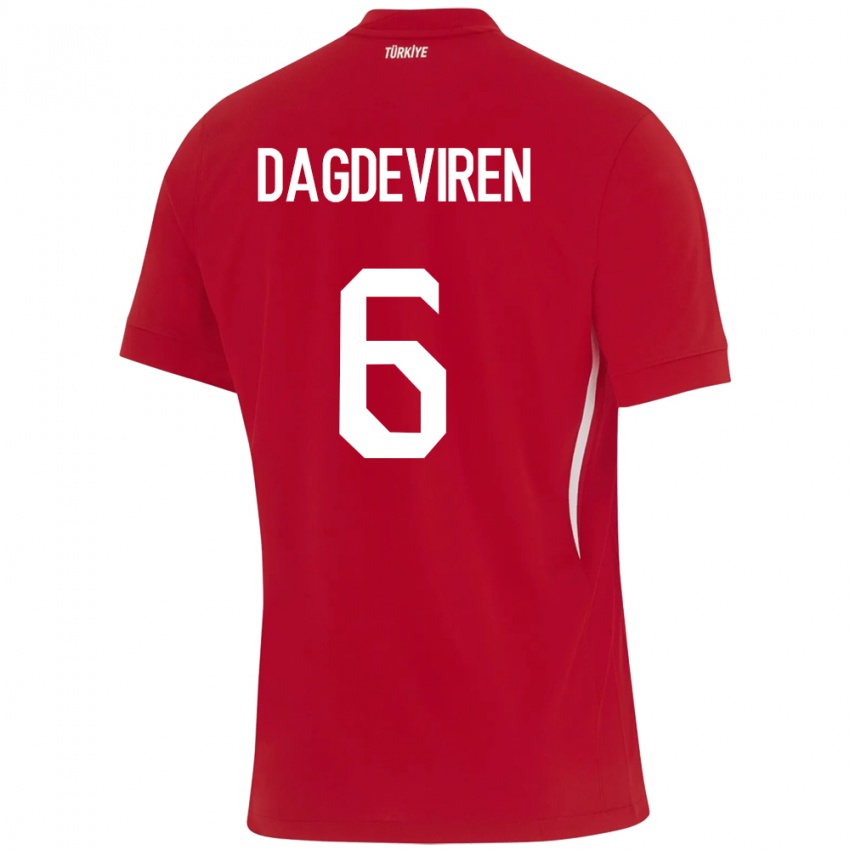 Enfant Maillot Turquie Diren Dağdeviren #6 Rouge Tenues Extérieur 24-26 T-Shirt Belgique