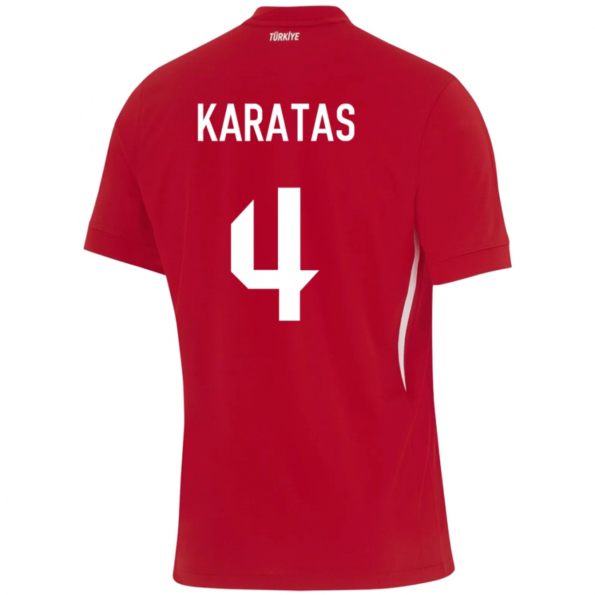 Kinder Türkei Eda Karataş #4 Rot Auswärtstrikot Trikot 24-26 T-Shirt Belgien