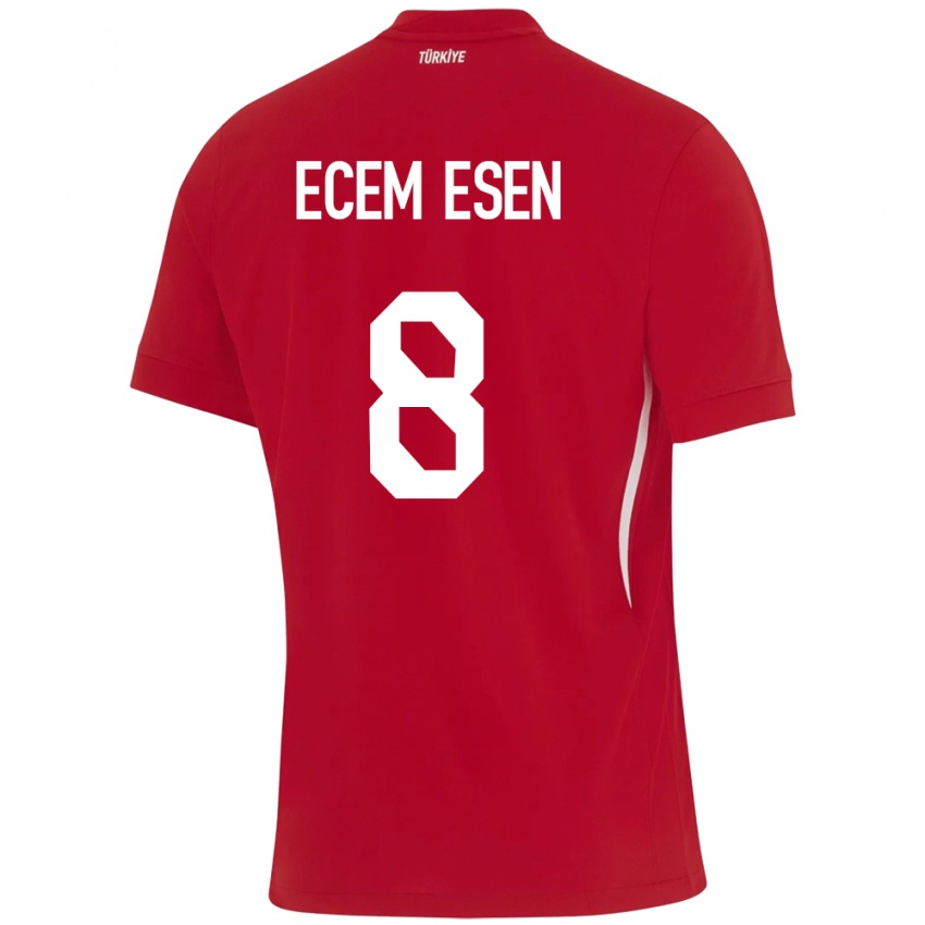 Kinder Türkei Emine Ecem Esen #8 Rot Auswärtstrikot Trikot 24-26 T-Shirt Belgien