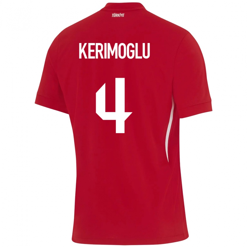 Kinder Türkei Zeynap Kerimoğlu #4 Rot Auswärtstrikot Trikot 24-26 T-Shirt Belgien