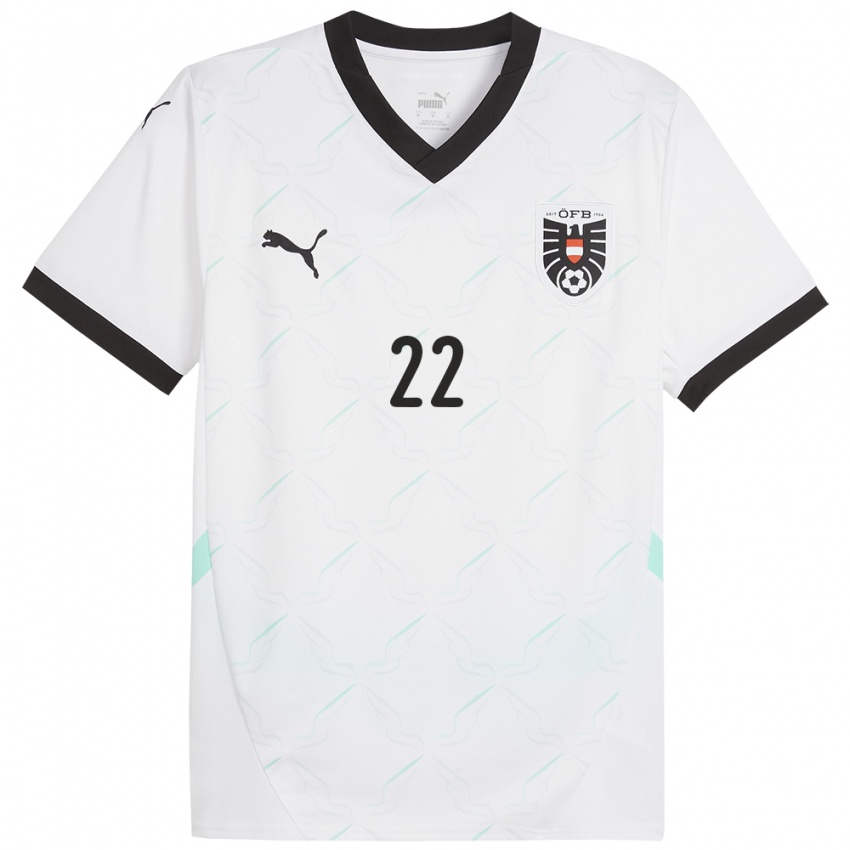 Enfant Maillot Autriche Matthias Seidl #22 Blanc Tenues Extérieur 24-26 T-Shirt Belgique