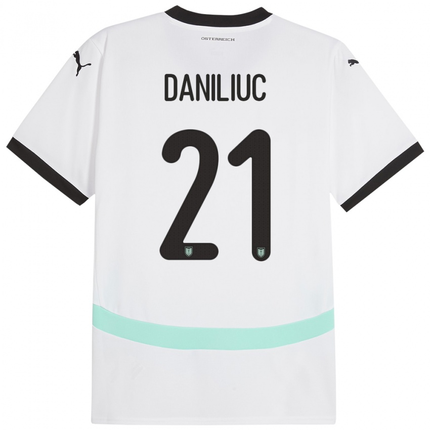 Kinderen Oostenrijk Flavius Daniliuc #21 Wit Uitshirt Uittenue 24-26 T-Shirt België